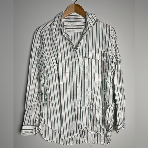 Babaton | Aritzia | Striped Longline Utility Button Down Preppy Minimalist - Picture 1 of 7